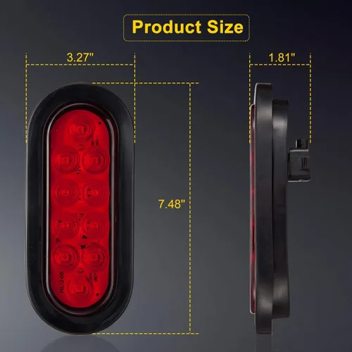 Vista 5 de LIMICAR 4 luces traseras ovaladas rojas y 2 blancas, kit de luces planas de 6 pulgadas, luces traseras LED para camiones, luces traseras de remolque