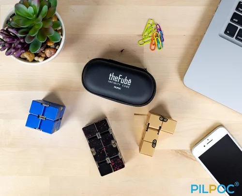 Vista 8 de PILPOC theFube Cubo Infinito Fidget Toys para Adultos - Cubo Mágico Infinito de Aluminio con Estuche, Resistente, Pesado, Alivio del Estrés