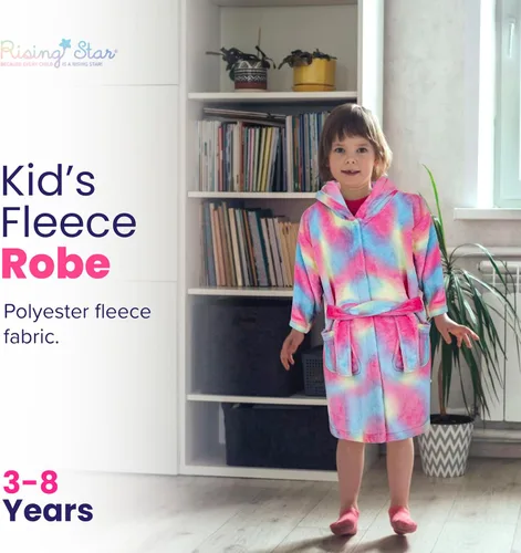 Vista 6 de Rising Star Batas de baño para niñas y niños, bata de baño de felpa suave con capucha de forro polar Regalos de unicornio batas para niñas grandes