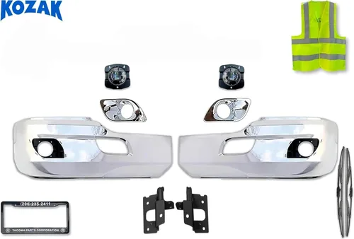 Vista 2 de Kozak Esquinas de plástico cromado con biseles y luces antiniebla LED con soportes (lado izquierdo del conductor y lado derecho del pasajero)