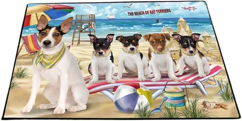 Vista 11 de Doggie of the Day Tapete Rat Terrier para perros, 4 de julio, Día de la Independencia, el mejor felpudo para perro, decoración protectora, arte