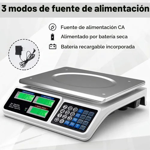 Vista 9 de Safstar balanza digital electrónica LCD comercial para pesar comida, carne, con capacidad de hasta 66 libras