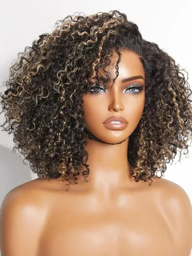 Vista 14 de LUVME HAIR Pelucas de cabello humano rizado sin pegamento de 6 pulgadas, precortadas, indetectable, HD, encaje Bob, peluca corta y rizada con ondas