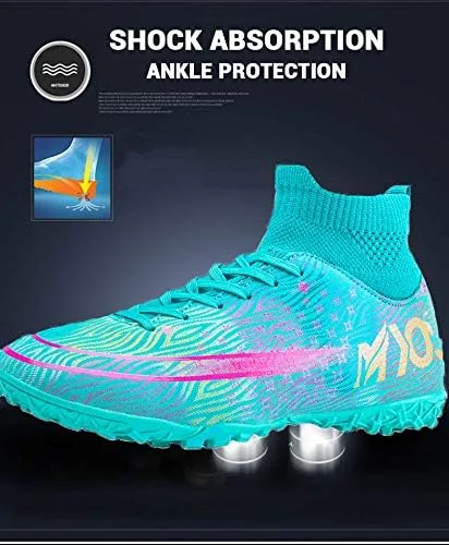Vista 4 de Niber botines de fútbol para hombres y niños para césped para exteriores e interiores para deportes correr caminar zapatos deportivos
