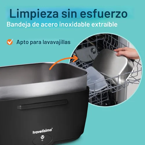 Vista 5 de TRAVELISIMO Fiambrera eléctrica para adultos de 80 W con calefacción para hombres, calentador de alimentos portátil de acero inoxidable de 1.5 L