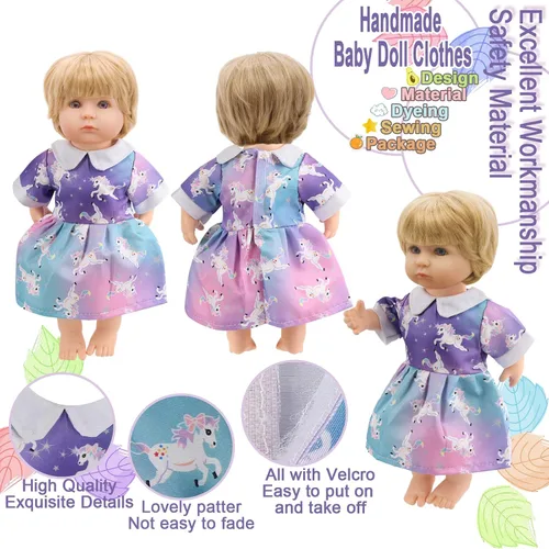 Vista 3 de Ropa y accesorios para muñecas de niña, 12 juegos de ropa de muñeca para muñecas de 12 pulgadas, ropa de muñeca de bebé, ropa de vestir, pijamas