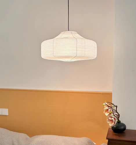 Vista 4 de Faroles de papel de techo grandes blancos (19.7 in, 19.69 pulgadas), lámparas de luces de papel de arroz, lámparas colgantes vintage