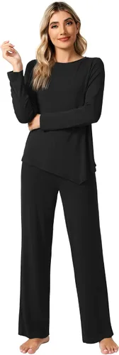 Vista 4 de WiWi Viscose from Bamboo Pajamas Set for Women Soft Long Sleeve Pj Sleepwear Knit Jammies Pants Lounge Sets Loungewear S-XXL