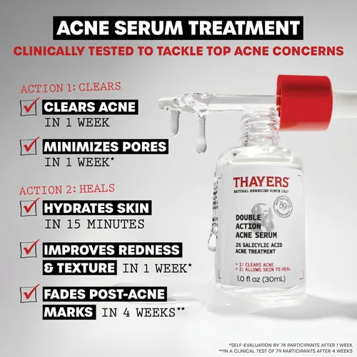 Vista 2 de Thayers Suero de Acné de Doble Acción con Ácido Salicílico, Suero Facial para Tratamiento del Acné con 2% de Ácido Salicílico y Niacinamida, Cuidado