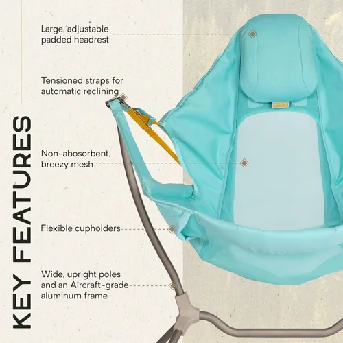 Vista 3 de Nemo Stargaze - Silla reclinable de lujo para máxima comodidad de campamento y observación de estrellas (2023), color aguamarina neblina