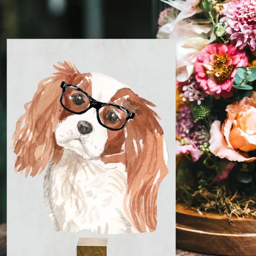 Vista 155 de Andaz Press Póster impreso para pared de perro, 8.5 x 11 pulgadas, Bulldog inglés con gafas negras, 1 paquete, regalo de cumpleaños de Navidad, sin