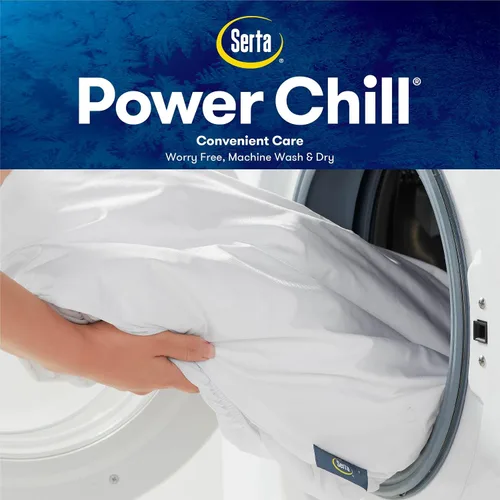 Vista 5 de Serta Power Chill - Protector de colchón refrescante tamaño individual, protector de colchón elástico ajustable, funda superior de almohada suave