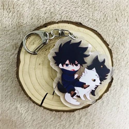 Vista 2 de Jujutsu Kaisen Llavero Fushiguro Megumi - Llavero de acrílico de anime, colgante colgante de adorno de anime, Multicolor, 4 pulgadas