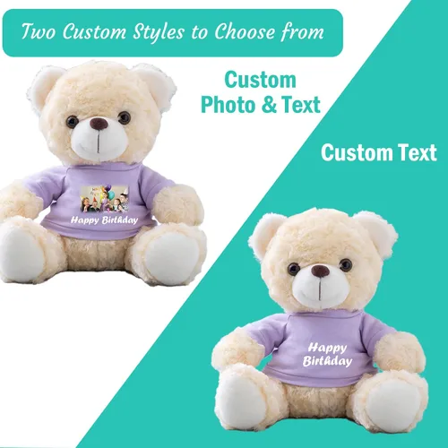 Vista 2 de Oso de peluche blanco personalizado, oso de peluche personalizado con texto personalizado + imagen como regalo personalizado para ellaél en el día