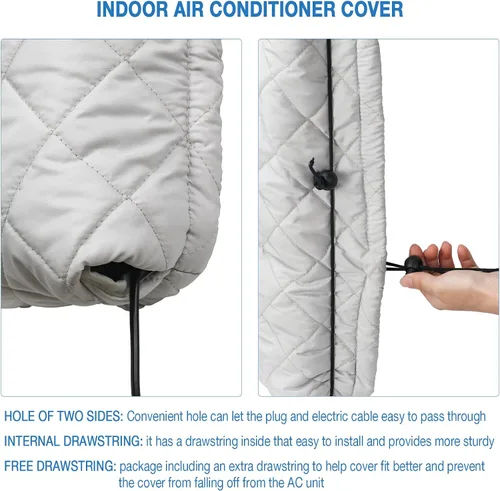 Vista 4 de Paquete de 2 fundas de aire acondicionado para ventana, cubierta de aire Tamaño M: 21 l*15 H*3.5D + 21W*16D*15H