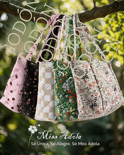 Vista 3 de Miss Adola Bolso de hombro acolchado con cremallera para mujer Floral rosa