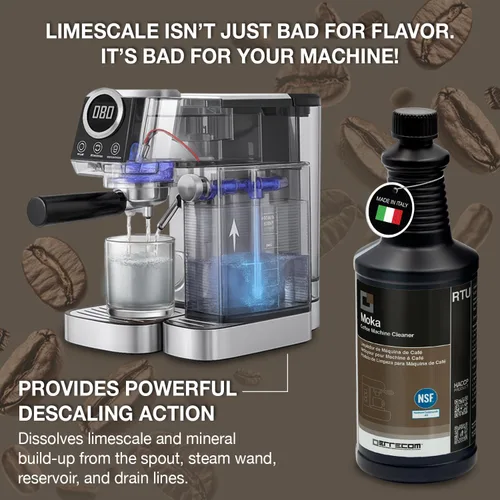 Vista 6 de ERRECOM Moka, Descalcificador de máquina de café, A3 registrado NSF, compatible con todas las máquinas de café y hervidores, botella de cuarto