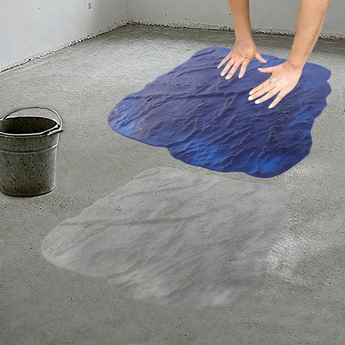 Vista 2 de Sellos de hormigón con textura de hormigón azul, patrón de pizarra, herramienta de estampado de molde a presión con recortadora de bordes