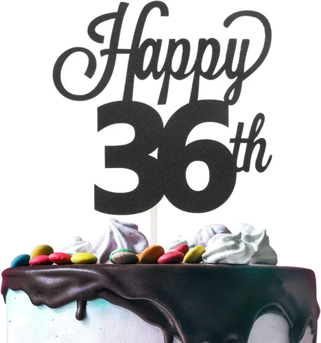 Vista 18 de LINGTEER - Decoración para pastel con texto "Happy Birthday 100", color negro