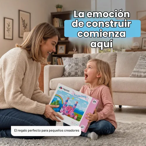 Vista 6 de Bloques de construcción magnéticos listos para regalar para niños, cubos magnéticos, juegos de construcción de juguetes de castillo de princesa