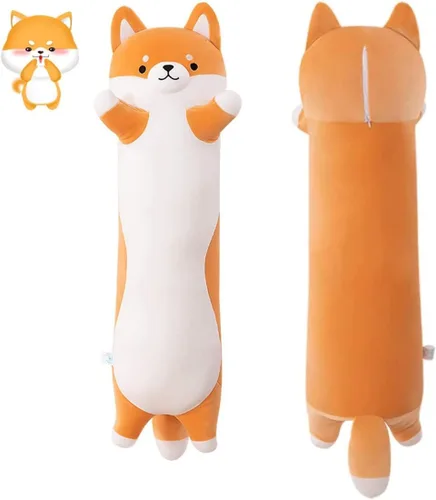 Vista 10 de Almohada larga de peluche con panda rojo, juguete suave de peluche de 19 pulgadas, lindo cojín para dormir, naranja
