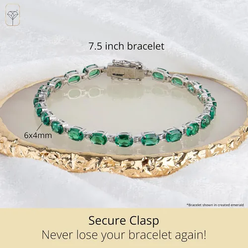 Vista 3 de MAX + STONE Pulsera de Tenis de Plata de Ley 925 con Piedras Natales para Mujeres Azul Zafiro creado
