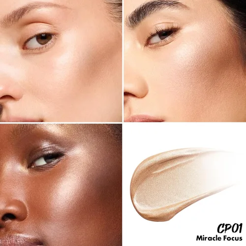 Vista 2 de FOCALLURE Resaltador líquido brillante, fórmula crema suave y acabado no graso, ofrece un brillo natural, iluminador de larga duración, maquillaje
