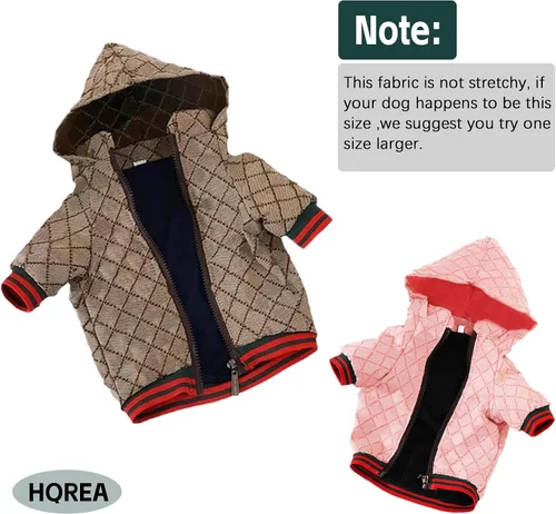Vista 2 de Sudadera con capucha para perro Ropa de lujo para perros Chaqueta de invierno para cachorros Abrigo clásico de diseñador para mascotas Francés