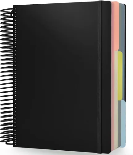 Vista 14 de EUSOAR - Cuaderno en espiral de papel gráfico, tamaño A4 de 9.25" x 11.7", gran cuaderno de 3 asignaturas, cuaderno de diario de tapa dura