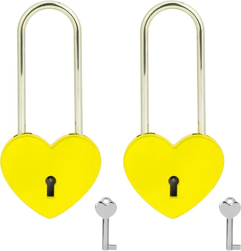 Vista 9 de 2 candados de corazón con candado de amor, corazón azul con llave para los amantes de la boda, día de San Valentín, aniversario, viajes (con llave)
