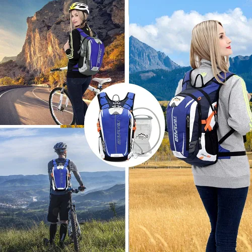 Vista 6 de INOXTO Mochila de hidratación, mochila de hidratación de 18 L, mochila de agua ligera con bolsa de agua de 2 litros, mochila para senderismo