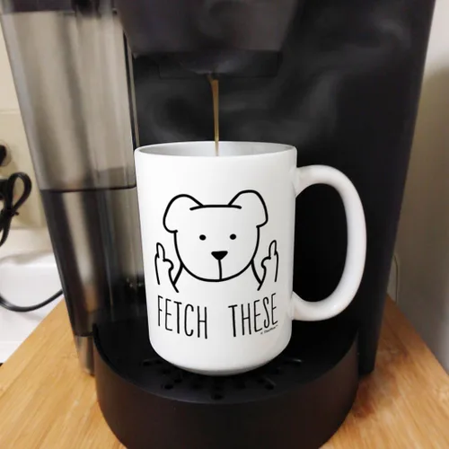 Vista 5 de ThisWear Fetch These Middle Finger Dog - Taza de café de 15 onzas, 1 15oz - Fetch