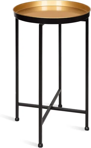 Vista 13 de Kate and Laurel Celia - Mesa decorativa redonda de metal plegable con bandeja superior, negro