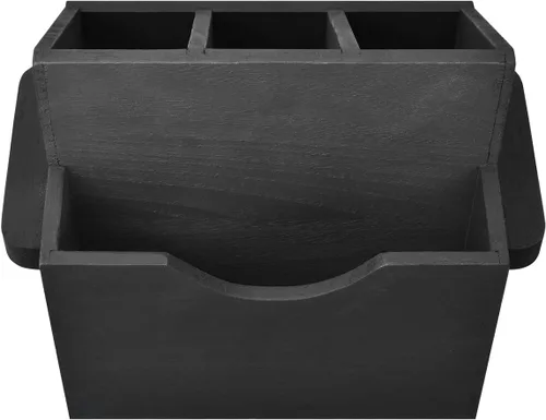 Vista 5 de Ikee Design - Organizador de utensilios de madera con asas Organizador de utensilios de madera para encimera, fiesta, camping y cocina, Negro