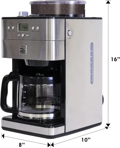 Vista 7 de Kenmore Elite Cafetera de Moler y Preparar – Molinillo integrado, máquina automática de café por goteo, cafetera programable de 12 tazas, molinillo