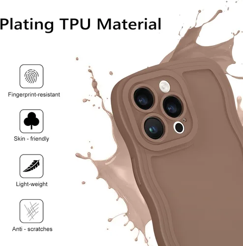 Vista 2 de YINLAI Funda diseñada para iPhone 15 Pro de 6.1 pulgadas, iPhone 15 Pro, funda de silicona suave, bonita forma de marco de onda rizada, delgada