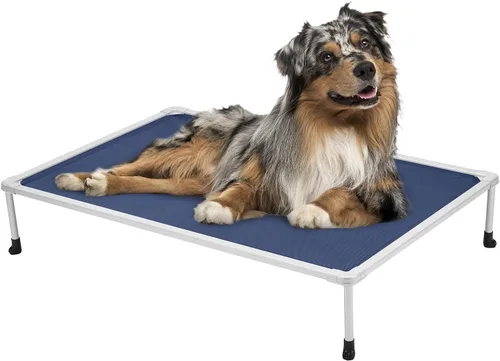 Vista 13 de [Usado] Veehoo Cama elevada para perros a prueba de masticaciones, cuna elevada para mascotas, malla transpirable, lavable y antideslizante para Azul