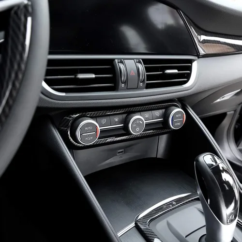 Vista 4 de para Alfa Romeo Giulia Stelvio 2016-2018 ABS centro de coche aire acondicionado marco ajuste ajuste ajuste accesorio coche (fibra de carbono)