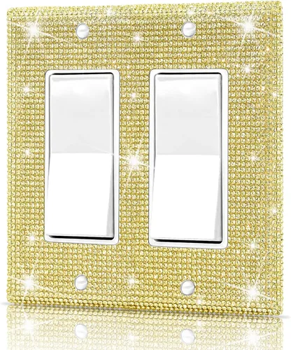 Vista 35 de Dengduoduo Placas de pared, cubierta decorativa para interruptor de luz, cubiertas decorativas de tomacorrientes, diamantes de imitación plateados