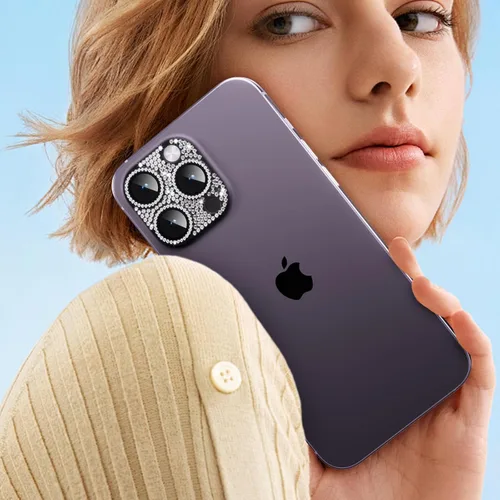 Vista 7 de AKABEILA Compatible con cámara iPhone 11 Pro Max/11 Pro, protector de lente con diamantes de imitación, protección de vidrio templado 9H, Negro