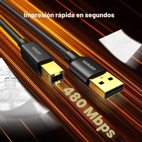 Vista 3 de UGREEN - Cable de impresora USB A a USB B de 5 pies - Alta velocidad para HP, Canon, Brother, Samsung, Dell, Epson, Lexmark, Xerox y más 480Mbps
