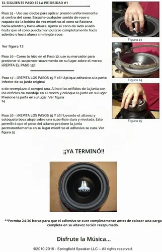 Vista 5 de Springfield Speaker Subwoofer de espuma envolvente de 10 pulgadas, kit de 2 altavoces, kit de reparación, compatible con JL Audio 10W0, 10W3