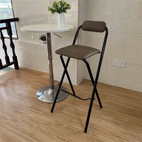 Vista 7 de Silla de bar plegable de 26 pulgadas, 28 pulgadas, 30 pulgadas, taburete de bar plegable con respaldo, taburete de bar de desayuno con placa