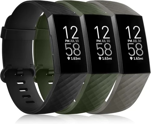 Vista 10 de Wepro Paquete de 3 bandas compatibles con Fitbit Charge 4 bandas para Negro/Azul Marino/Azul Gris