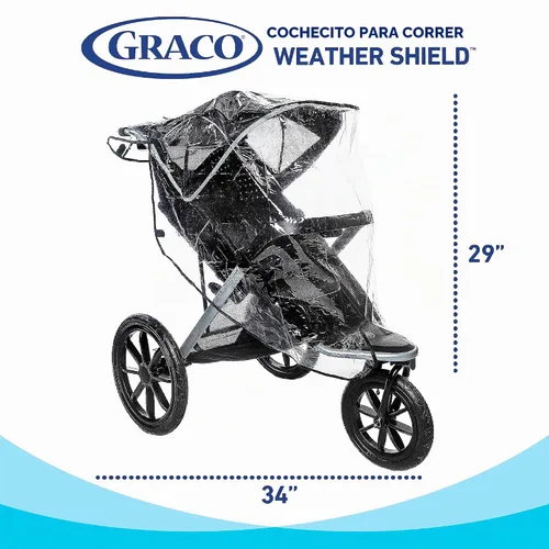 Vista 4 de Graco Funda Universal para Carriola de Bebé, Protector de Lluvia con Ventilación, Impermeable, Resistente al Viento, Tamaño Versátil para la Mayoría