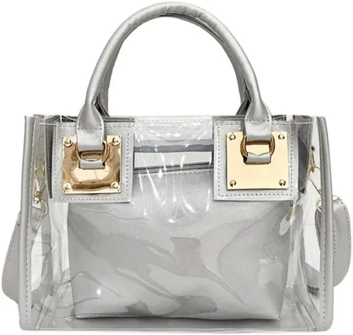 Vista 4 de Bolso bandolera transparente para mujer, bolso de mano de moda de diseñador 2 en 1