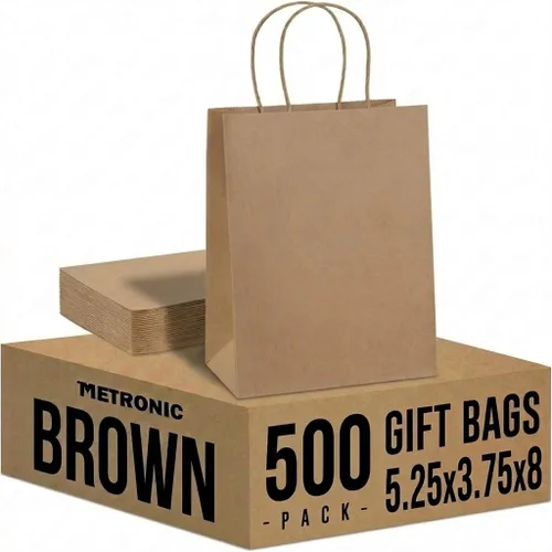 Vista 16 de METRONIC Gift Bags with Handles,16x6x12 Recyclable Brown Paper Bags 50Pcs Marrón