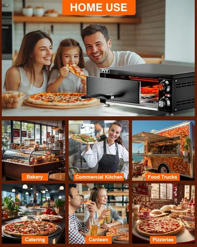 Vista 8 de Horno de pizza profesional de 12 pulgadas Máquina de hornear eléctrica de 1100 W con temporizador de 60 minutos Construcción de acero inoxidable