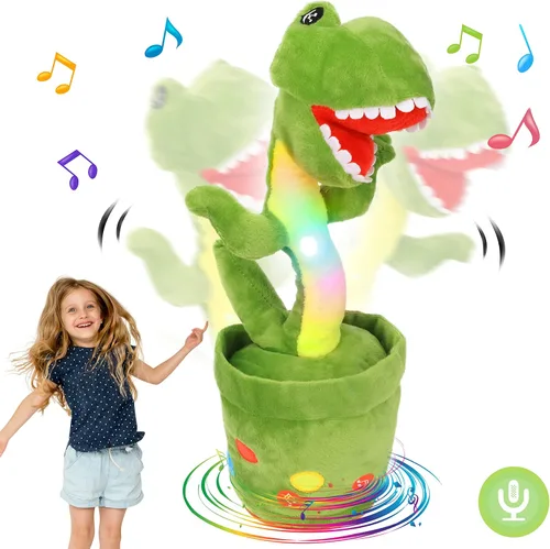 Vista 7 de Hopearl Juguete de dinosaurio bailarín brillante, repite lo que dices, juguete de T-Rex que se retuerce, canto imitando la torsión, juguete animado