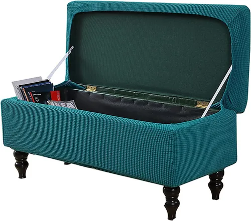 Vista 8 de Fundas otomanas rectangulares, fundas elásticas para reposapiés, funda de banco de almacenamiento, protector de muebles para reposapiés para sala